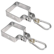2 x Premium Schaukelschellen 90 x 90 mm f&uuml;r Kantholz Schaukelhaken mit Karabiner
