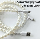3.3FT 12W Fast Charging Cord,Stylish Beaded Phone Charger Cable,Cute Beaded