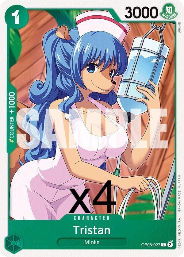 4X One Piece Card Game Tristan OP08-027 Common NM