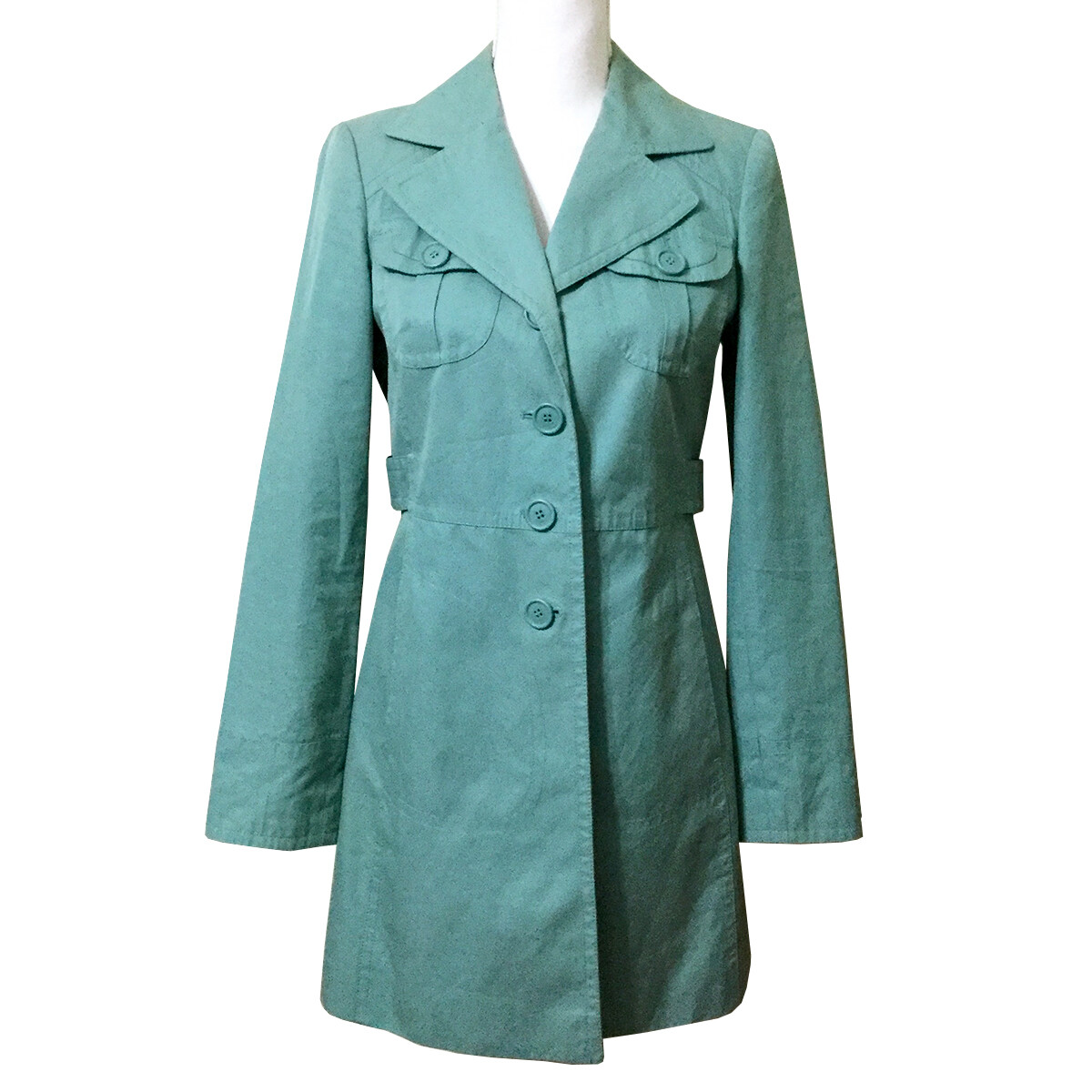 LOFT Trench Coat Size Green-Blue Cotton Blend Rain Jacket