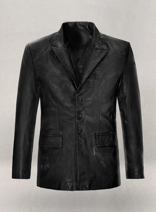 MEN'S CASUAL PARTY WEAR REAL LAMBSKIN BLACK HANDMADE LEATHER BLAZER JACKET