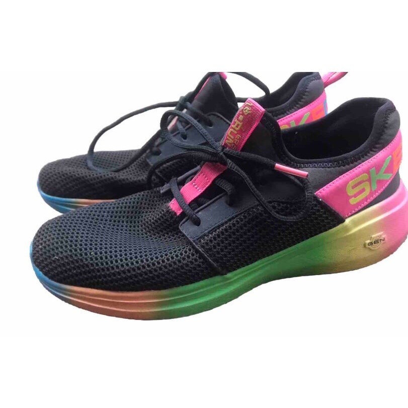 Skechers Go Run 5 Fast Jet 15105 Black Rainbow Womens Running Shoes Size 9.5