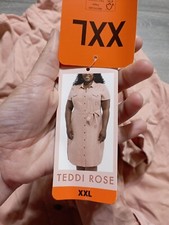 Teddi Rose Tencel Shirt Dress Womens 2XL Terracotta Buttons Belted Pockets
