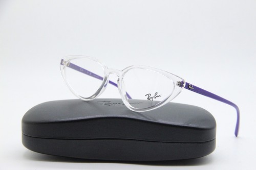 NEW RAY-BAN RB 7188 8086 TRANSPARENT PURPLE AUTHENTIC EYEGLASSES W/CASE ...