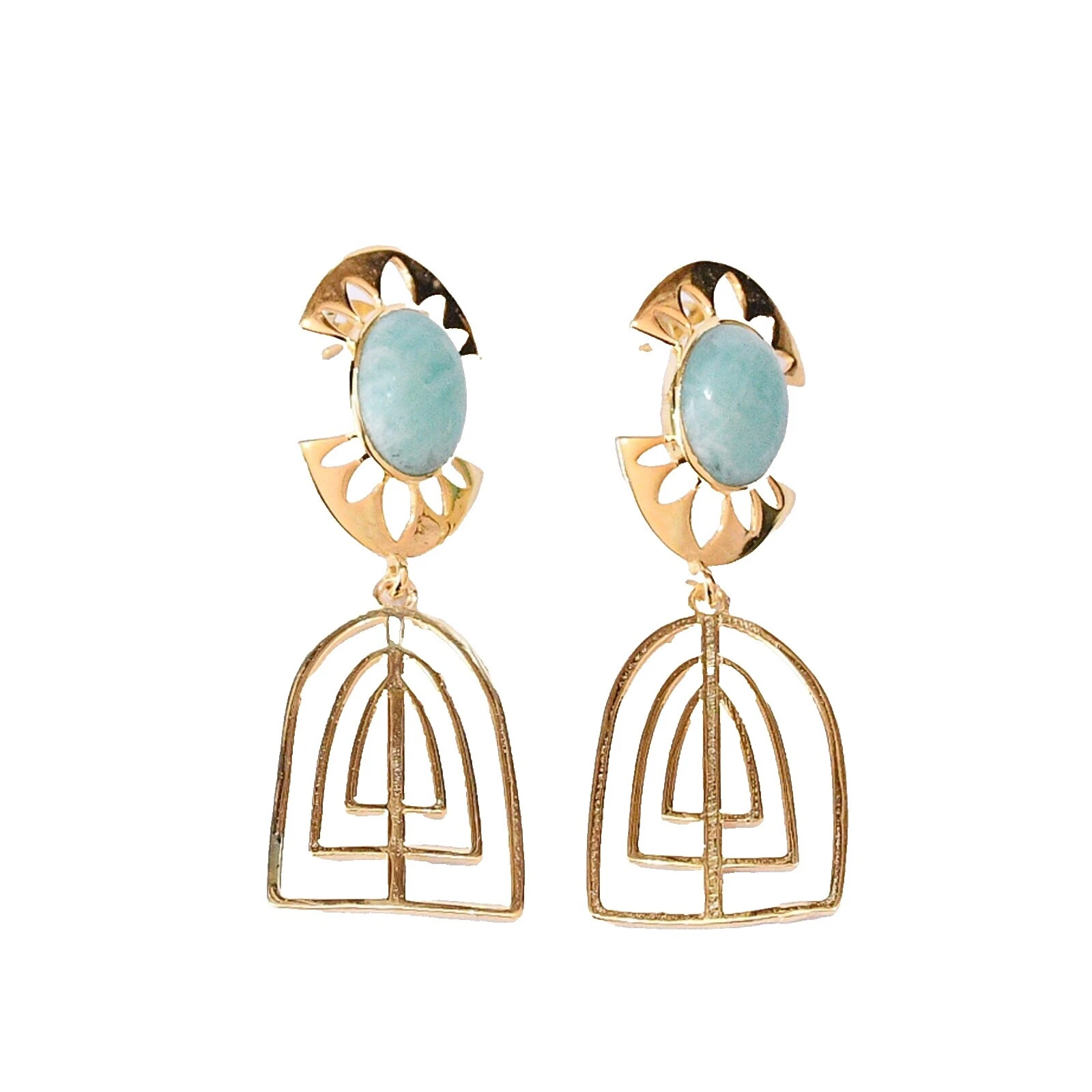 Amazonita Pedra Brincos