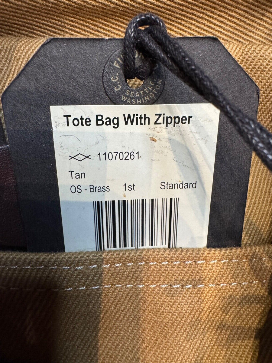 FILSON RUGGED TWILL TOTE BAG WITH ZIPPER TAN NWT WITHOUT KEY CLIP