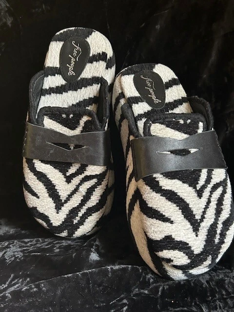 Mocasín Free People Zebra Mulholland Plataforma Tela Suave Cojín Mula NUEVO 6.5/37