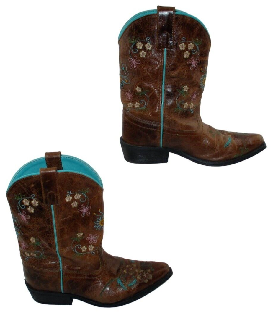 Kids Smoky Mountain Brown Leather Pointed Toe Western Cowboy Boots Size: