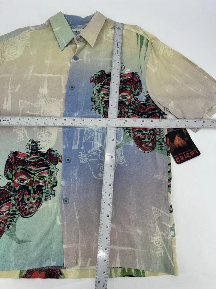 NWT RARE VTG Jams World Limited Edition Button Up Hawaiian Shirt Mayan Mask M - Image 3 of 4
