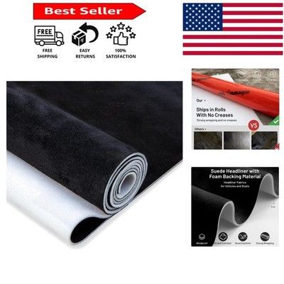 Elegant Black Suede Headliner Material 36 L x 60 W - Tube Packaged for Easy Use