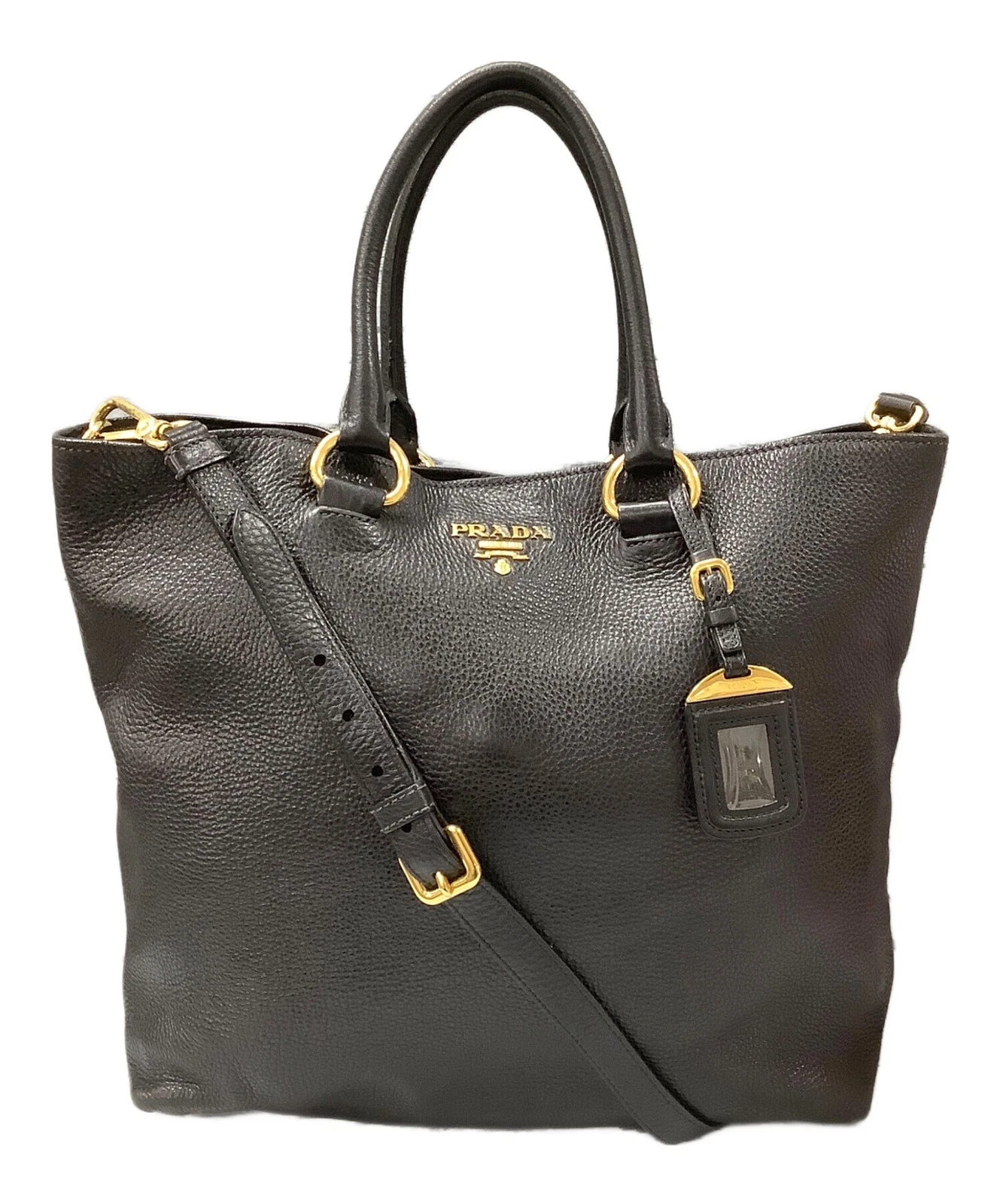 Prada — Prada VITELLO PHENIX TOTE 1BG865 Black Tote Bag #TFB3212