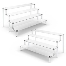 2 Pack 4 Tier Clear Acrylic Display Risers Stand Shelf, Acrylic Stands for Di...