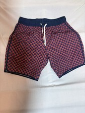 Fair Harbor Swimwear Mens Large Navy Red Scallop Print Lined Trunks Recycled