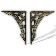 2x reggimensola supporte de mensola staffa ferro verde 19cm stile antico