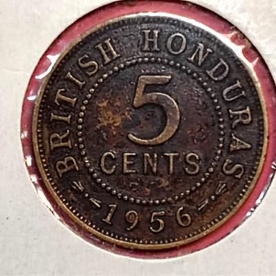 Nice Old 1956 British Honduras 5 Cents ~ Vintage World Foreign Coin !!