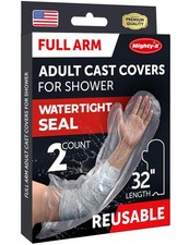 100 Waterproof Cast Covers for Shower Arm - Tight Seal Full - 32", Clear
