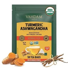 VAHDAM - Organic Turmeric Tea with Ashwagandha - 50 units