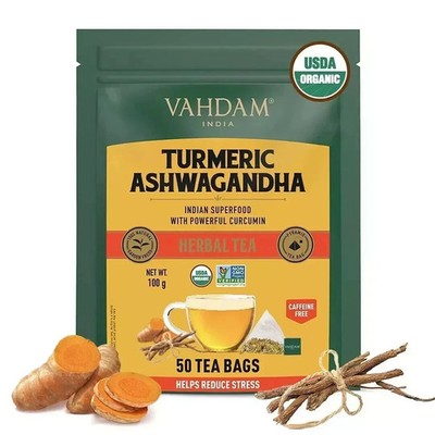 VAHDAM - Organic Turmeric Tea with Ashwagandha - 50 units