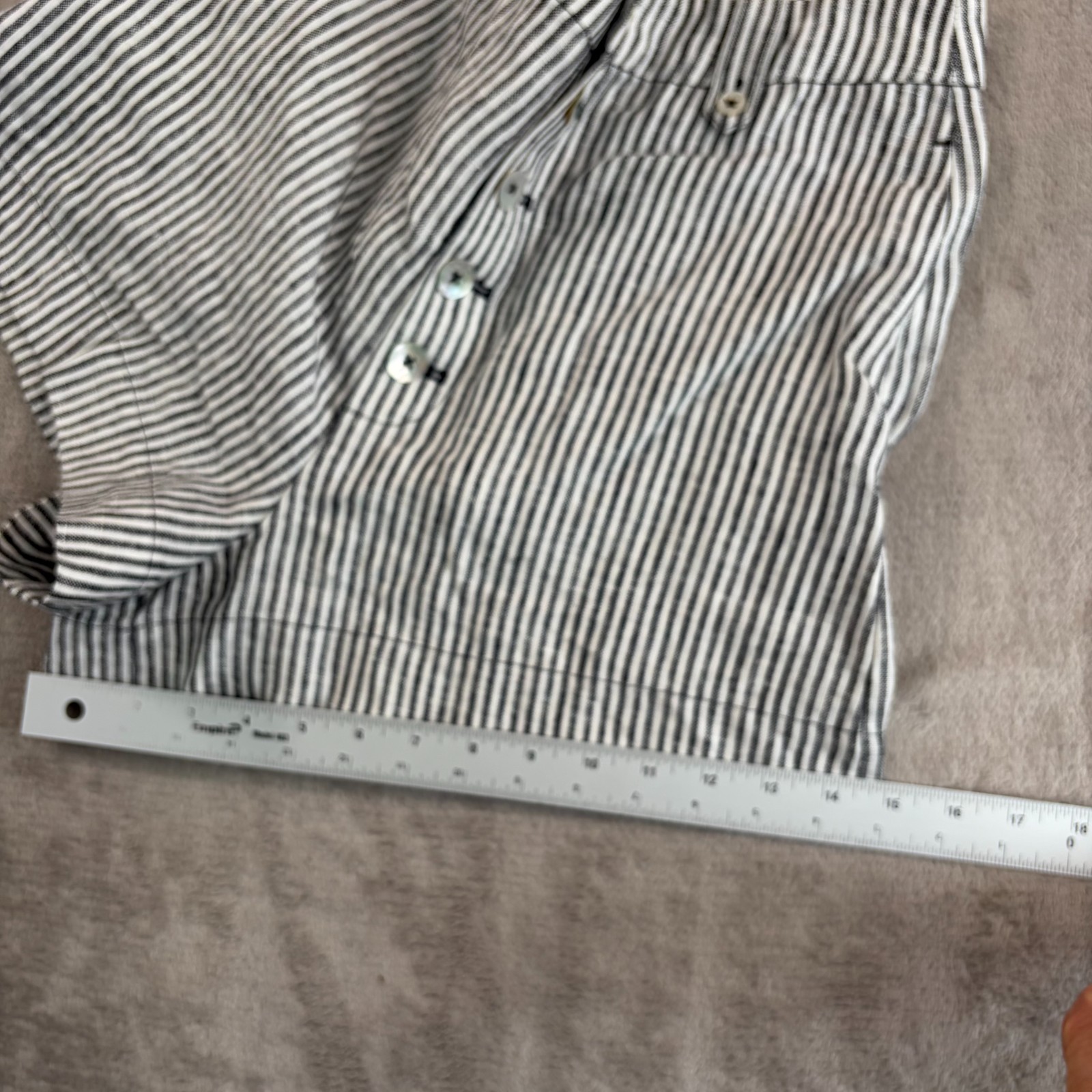 Reformation Grayson Linen Shorts White Black Striped Women 4 Pearl Buttons NWOT image 8