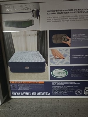 BESTWAY TRITECH FASHION FLOCK AIR MATTRESS QUEEN 20'' W/ BUILT IN AC PUMP