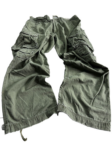 Vintage Military Cargo Pants Olive Green Wide Leg Baggy Tactical Y2K Utility