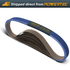 POWERTEC 1x30 Sanding Belts 15PK Assorted Zirconia Grits for Wood Metal