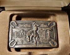 Vintage Bronco Buster Belt Buckle Justin Belt Co Western Brass Or Copper