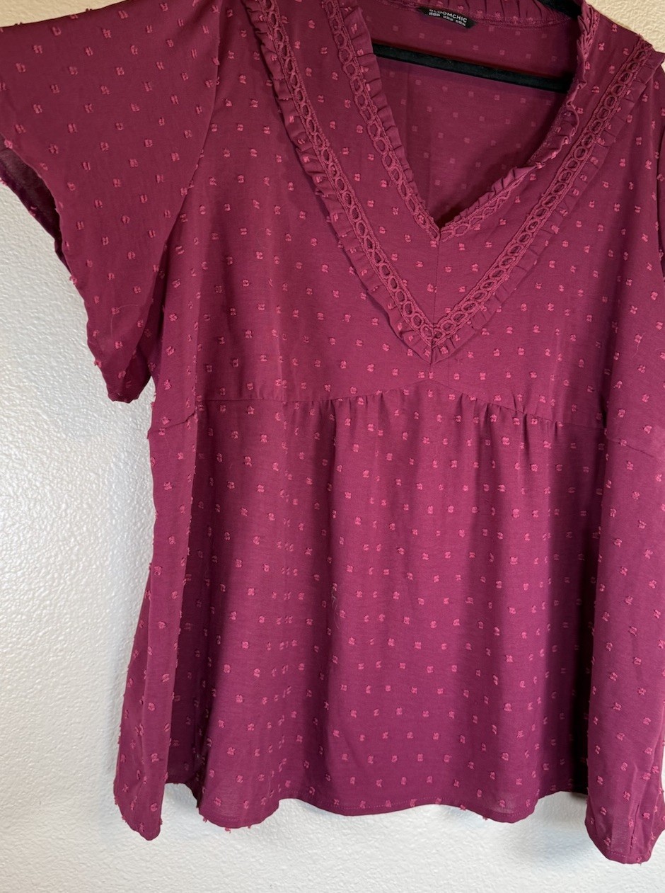 BloomChic Plus 22/24 Textured Flutter Sleeve Cran… - image 6