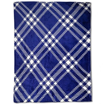 Blue & White Plaid Blanket Soft Plush Blanket Cozy Warm Plaid Blanket 50x60in