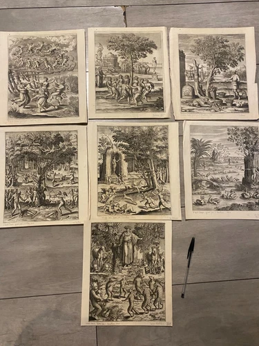 Lot of 7 17th century engravings, after Caron, engraved by Leonard Gaultier (1609) »