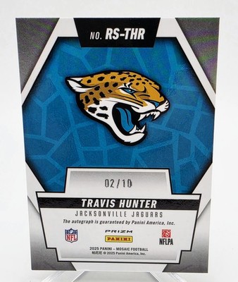 2025 Panini Mosaic Rookie Scripts GOLD Auto #02/10 Travis Hunter