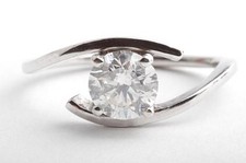 Brillantring Solitär 1,01ct Einkaräter F Si2 Expertise 585 Weißgold 51  