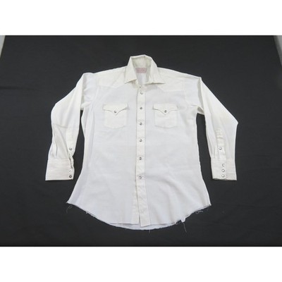 H Bar C Ranchwear Pearl Snap Western Shirt White W/ Blue Specks 16 1/2 x 36