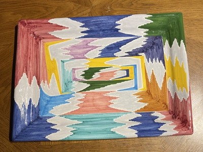 Neiman Marcus Abstract Rainbow Multi-color RECTANGULAR PLATTER 19''x 13 3/4'' Tray