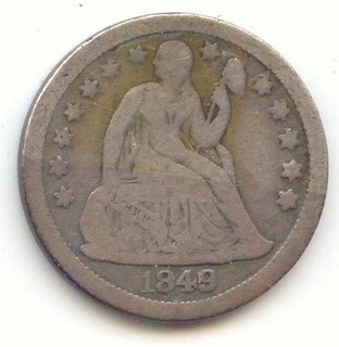 1849 Seated Liberty Dime VG Fine True Auction No Reserve