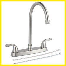 Brushed Nickel Kitchen Sink Faucet, 2 Handle 3 Hole Kitchen Faucet Without Sp...