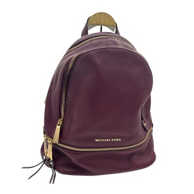 NWT Michael Kors Rhea Zip Backpack Women's Plum Pebbled Leather Gold Hardware