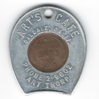 Art's Cafe OILDALE CALIF. Kern County Encased 1948 Penny Cent Token
