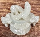 Vintage Chinese White Jade Dragon Incense Burner Carved Tripod Censer — photo 9