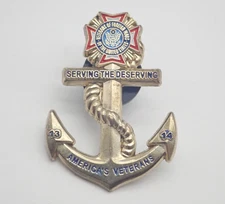 Serving the Deserving Americas Veterans Anchor VFW Vintage Lapel Pin