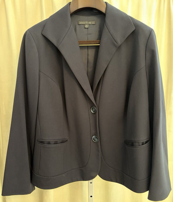 Lafayette 148 New York Blazer Womens 18 Black Wool Blend 2 Button Career Jacket