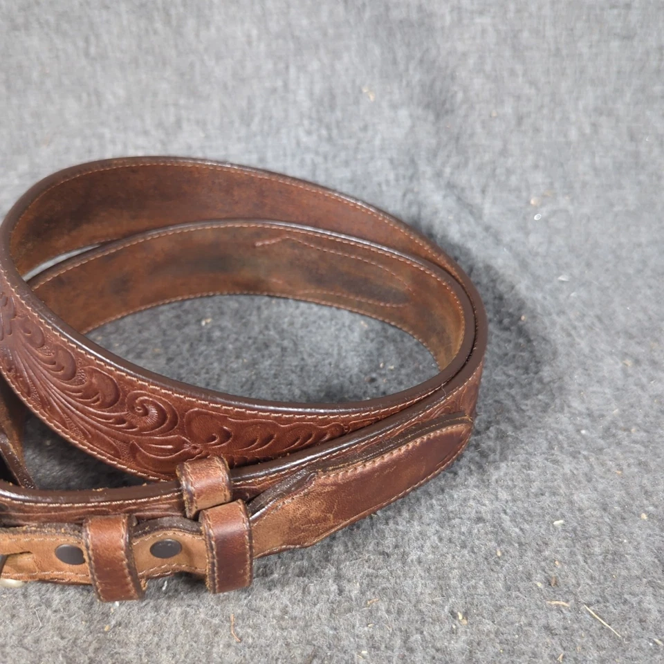 Cinturón Justin Top Grano Gamuza Cuero Vaca Marrón Talla 36 Foto 3 de 4