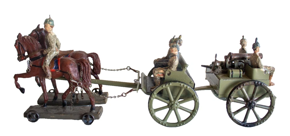 Early  WWI Version of Lineol German Army MG 08 Horse Caisson 8.5cm - Image 3 of 4