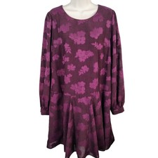 Tommy Hilfiger Purple Floral Burnout Jacquard Drop Waist Dress Womens 12 Plum