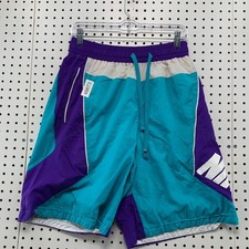 Nike Shorts Mens Large Teal Purple White 90s Colorblock Nylon Windbreaker