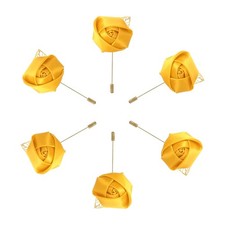 6Pcs Groom Boutonnieres Rose Boutonnieres Pins for Men Yellow 