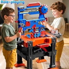 Kids Tools Toy Sets for Aged 3 4 5 6 7 8, 2 in 1 Workbench Toys for Toddlers 3-5