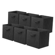 Foldable Fabric Storage Cubes And Cloth Organizer Drawer For Closet 6 Black