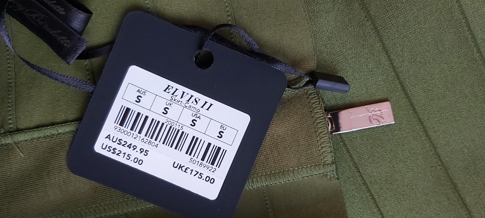 HONEY BIRDETTE SUPER RARE ELVIS II GREEN SEXY ZIP FRONT SKIRT SIZE SMALL BNWT