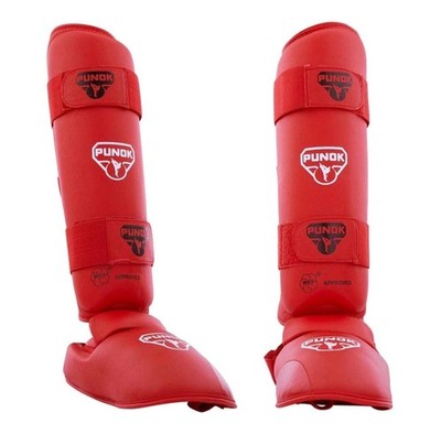 PUNOK WKF APPROVED SHIN INSTEP SHIN GUARDS RED SIZE LARGE
